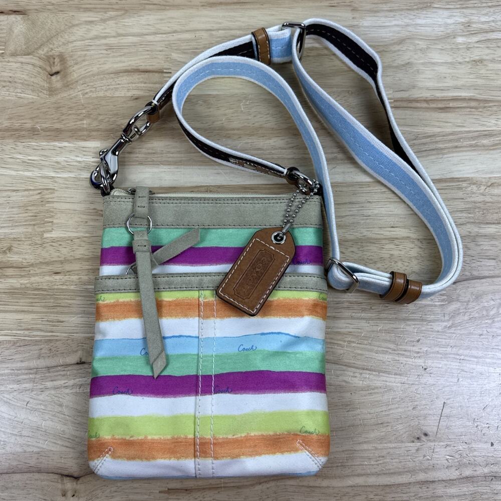 Coach Hamptons Watercolor Stripe Swingpack Crossbody Bag Style 10718